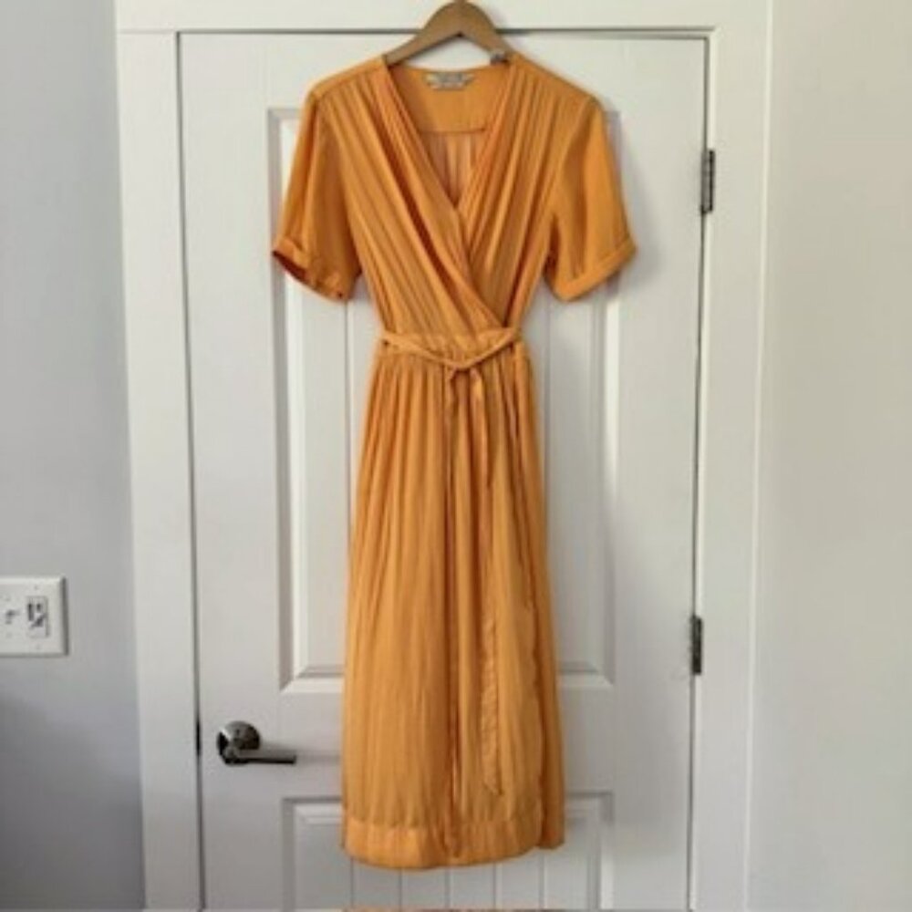 Scotch & Soda Golden Yellow wrap midi dress S